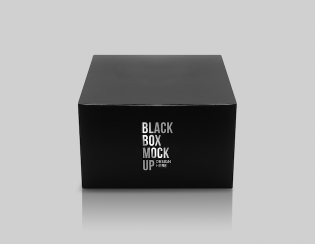 Premium PSD | Black box product packaging in side view and front view mockup