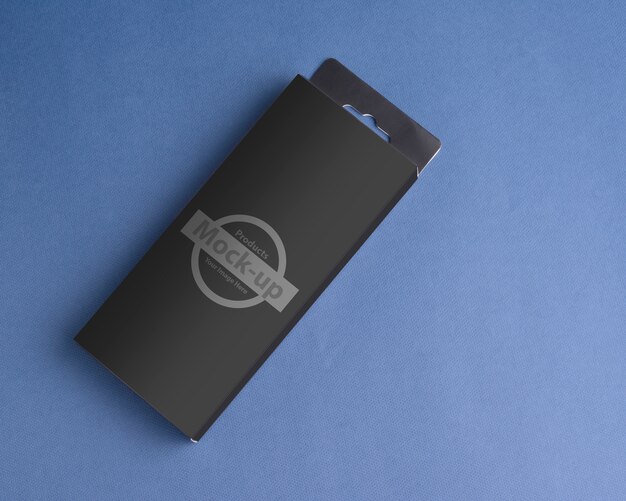 Download Black box with hanger on blue ground mock-up | Premium PSD ...