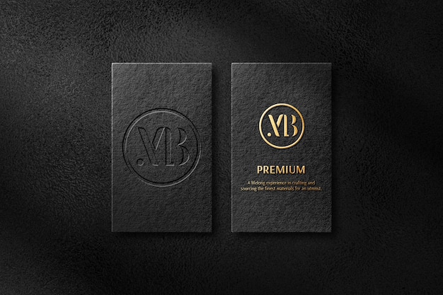 Download Premium PSD | Black business card embossed logo mockup