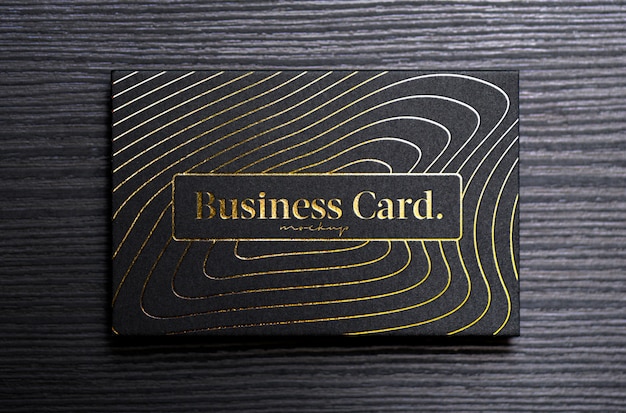 Premium Psd Black Business Card Mock Up With Golden Foil Embossing And Debossing Premium Psd