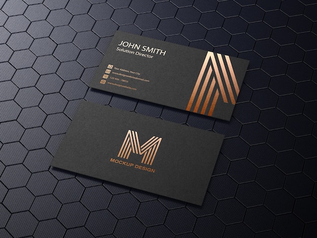 Download Premium PSD | Black business card mockup on hexagon background