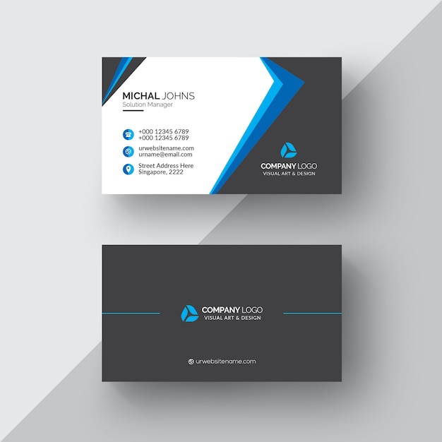 Download Free Black Business Card With White And Blue Details Free Psd File Use our free logo maker to create a logo and build your brand. Put your logo on business cards, promotional products, or your website for brand visibility.