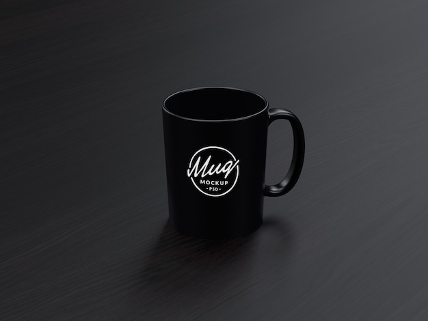 Download Premium PSD | Black coffee mug on a table mockup