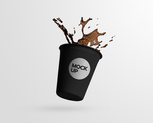 Download Black coffee paper cup splash mockup | Premium PSD File