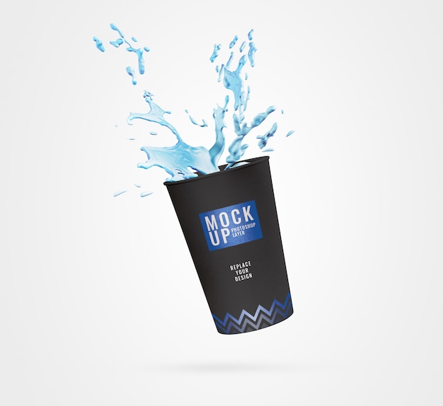 Download Premium Psd Black Cup Water Splash Mockup