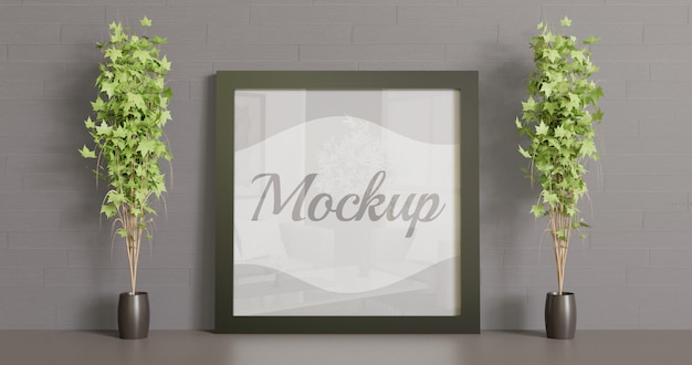 Download Black frame mockup standing on the floor with couple ...