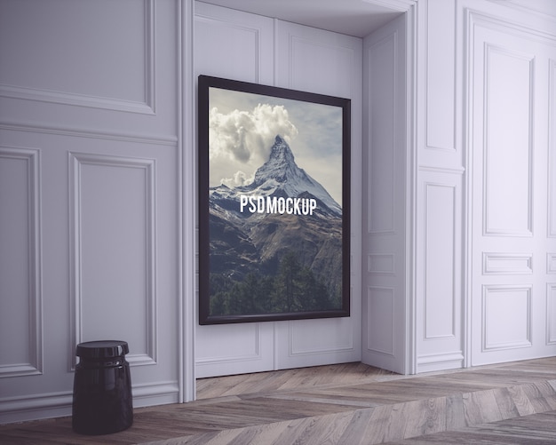 Download Free PSD | Black frame on white wall mock up