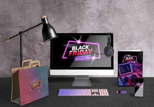 Black Friday Desktop Concept On Desk Psd File Free Download
