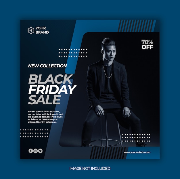  Black friday fashion sale banner or square flyer for social media post template