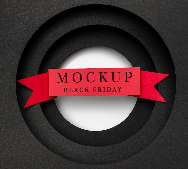 Download Free PSD | Black friday mock-up with red ribbon