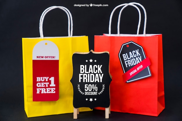 Download Black friday mockup with two bags PSD file | Free Download