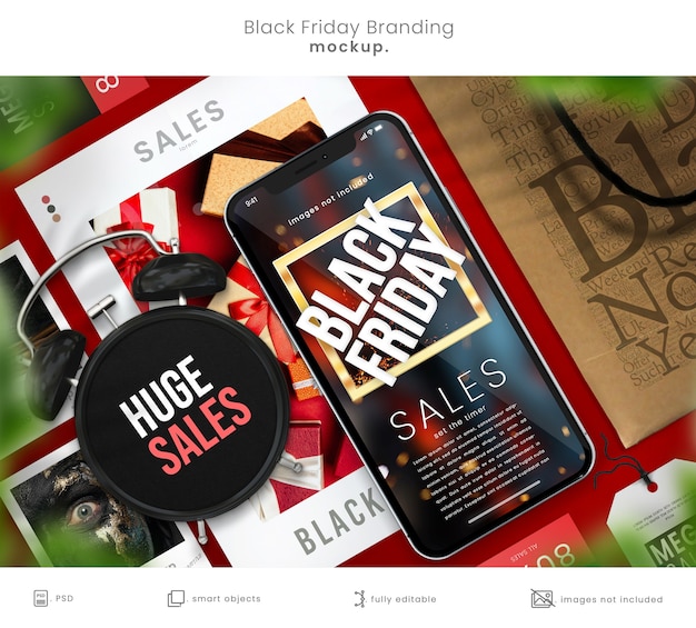 Download Premium PSD | Black friday phone mockup and shopping bag ...