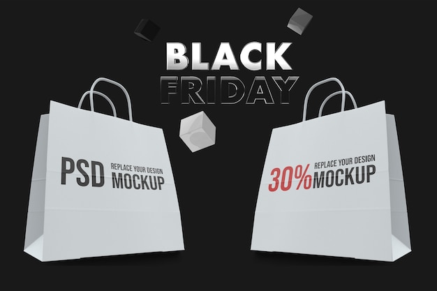 Download Premium PSD | Black friday shopping bag mockup design