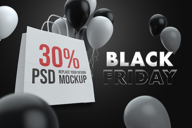 Download Premium PSD | Black friday shopping bag mockup design