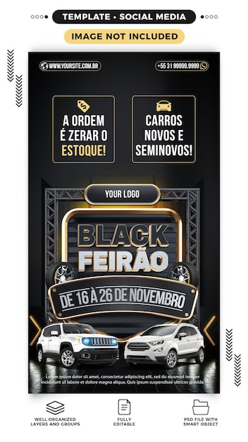  Black friday stories new and used car fair in brazil Premium Psd