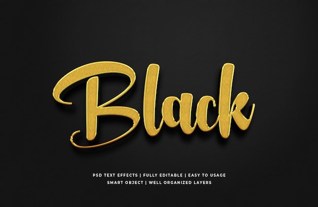 Download Black gold 3d text style effect | Premium PSD File