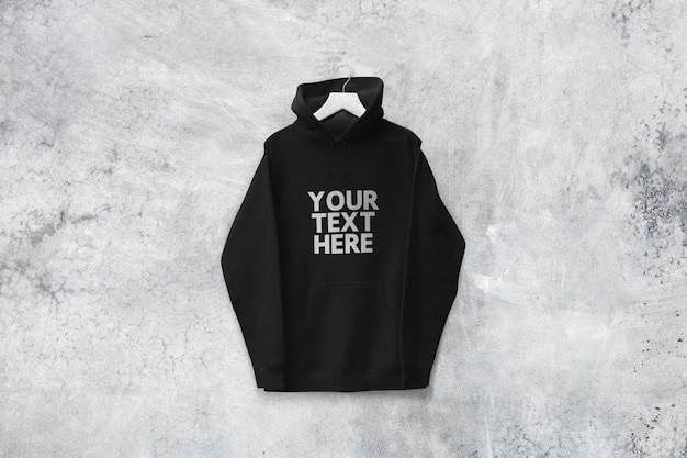 Download Black hoodie with text | Premium PSD File