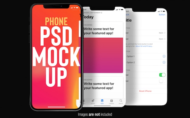 Download Black iphone x with ui screens mockup top view | Premium ...