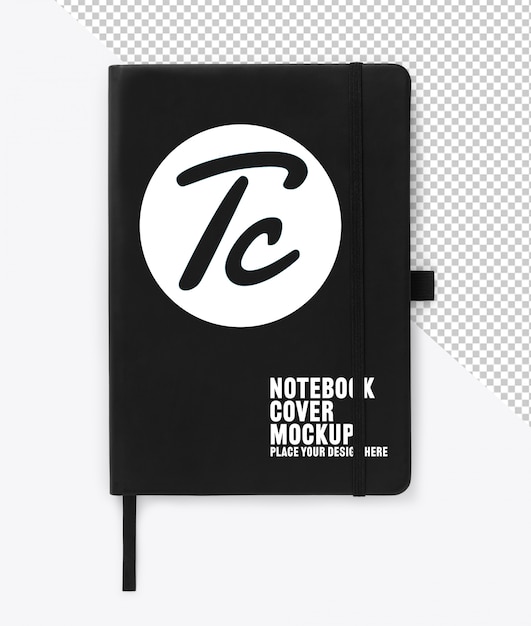 Download Black leather notebook cover with elastic mockup for your design | Premium PSD File