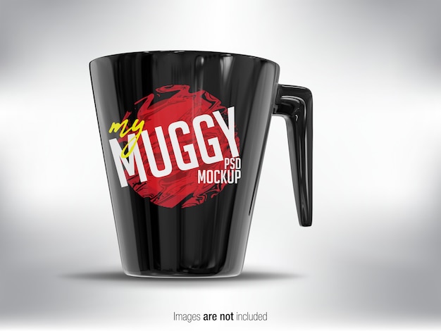 Download Black mug psd mock-up perspective view | Premium PSD File