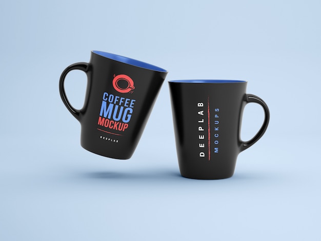Download Premium PSD | Black mugs with editable color mockup