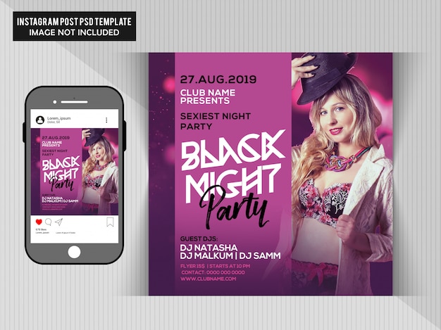 Black night party flyer Premium Psd