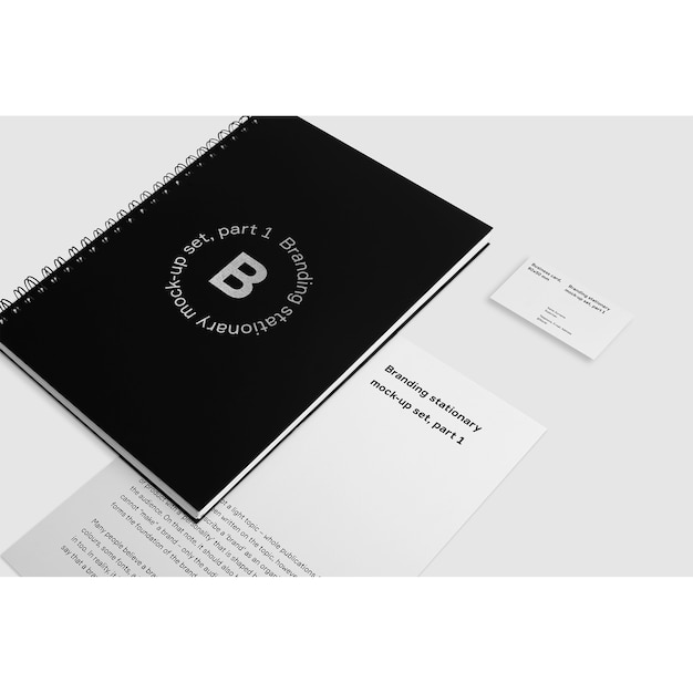 Download Black note book with business card mock up PSD file | Free ...