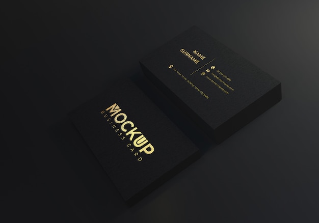 Download Black paper gold foil business name card mockup | Premium PSD File