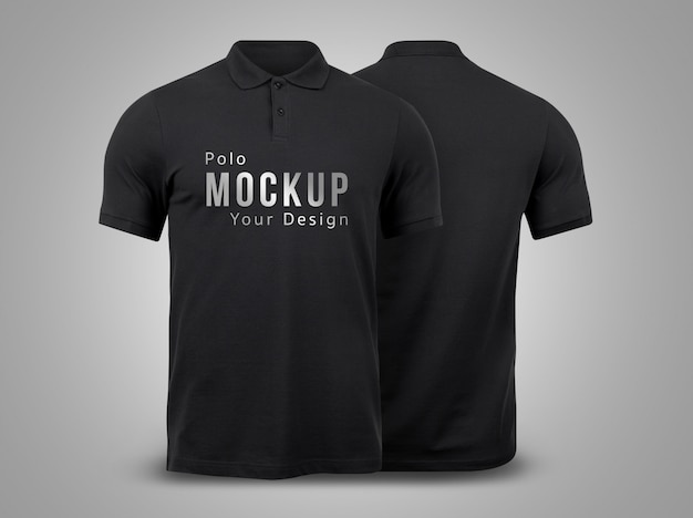 Black polo mockup front and back Premium Psd