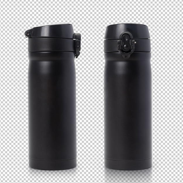 Download Premium PSD | Black steel thermo water bottle mockup isolated