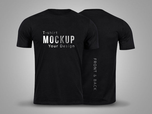 Download Premium PSD | Black t-shirts mockup front and back used as design template.