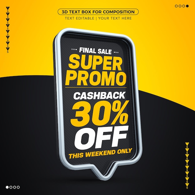 Download Premium PSD | Black text box 3d super promo cashback with ...