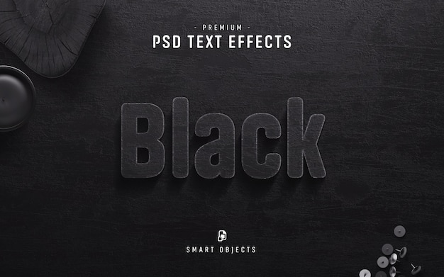 Black text effect PSD file | Premium Download