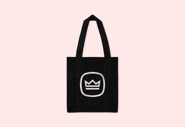 Premium PSD | Black tote bag logo mockup