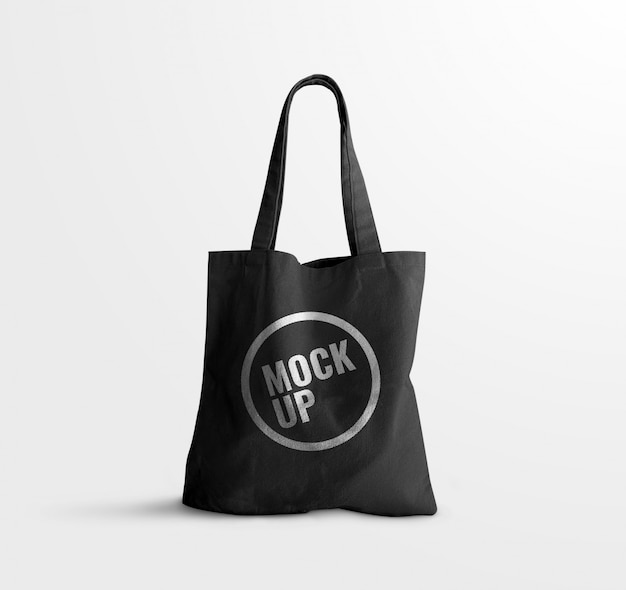 Premium PSD | Black tote bag mockup realistic