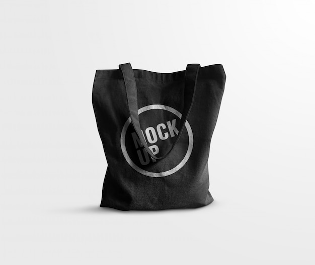 Premium PSD | Black tote bag realistic mockup