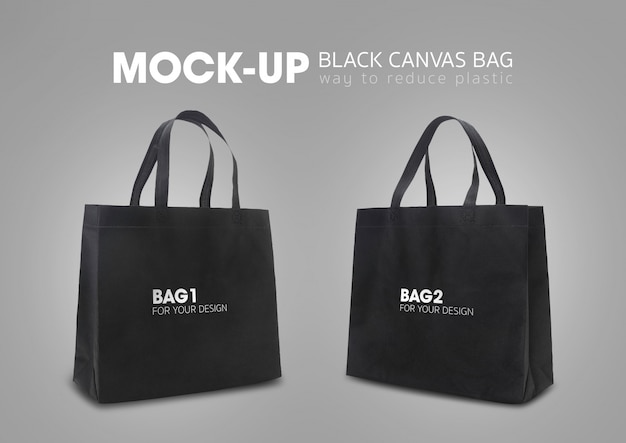 Download Black tote shopping bags mock-up PSD file | Premium Download