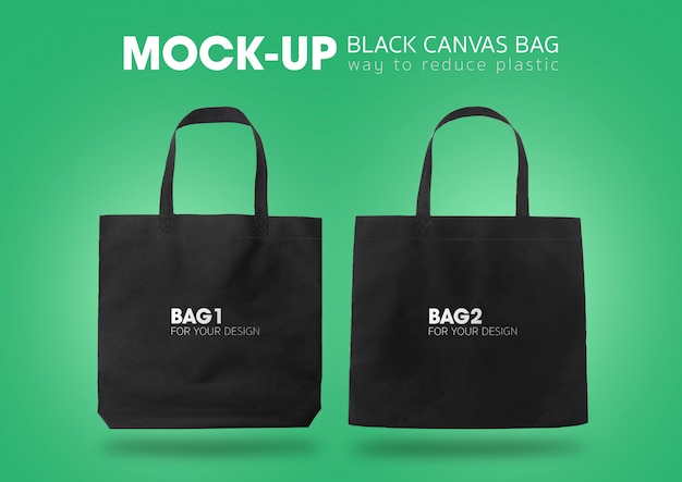 Download Black tote shopping bags mock-up | Premium PSD File