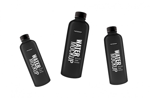 Download Premium PSD | Black water bottle mockup minimal realistic
