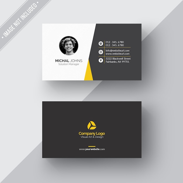 Download Free Psd Black And White Business Card With Yellow Details PSD Mockup Templates