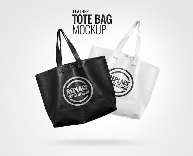 Download Black and white leather bag mockup | Premium PSD File