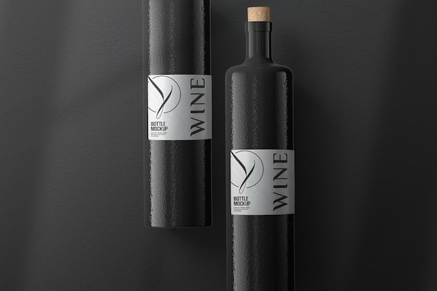 Download Premium Psd Black Wine Bottle Mockup Design Isolated