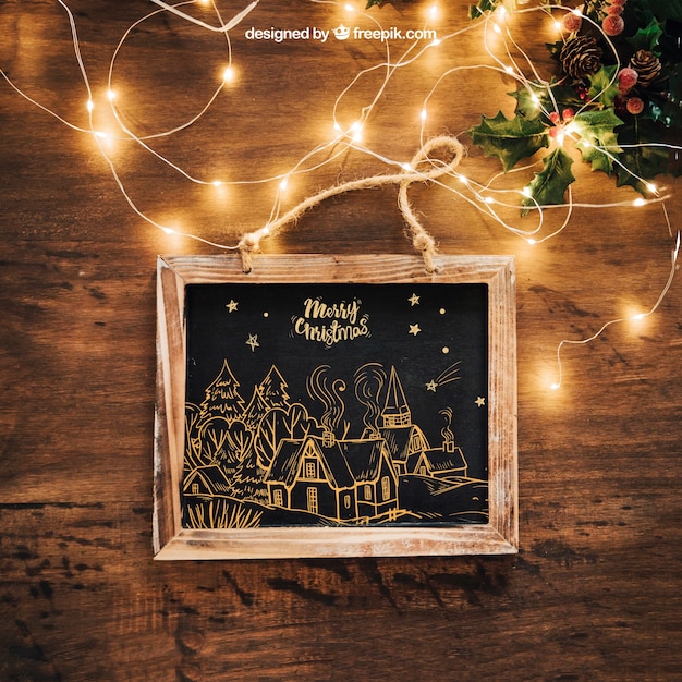 Download Free Psd Beautiful Frame Mockup With Christmas Design PSD Mockup Templates