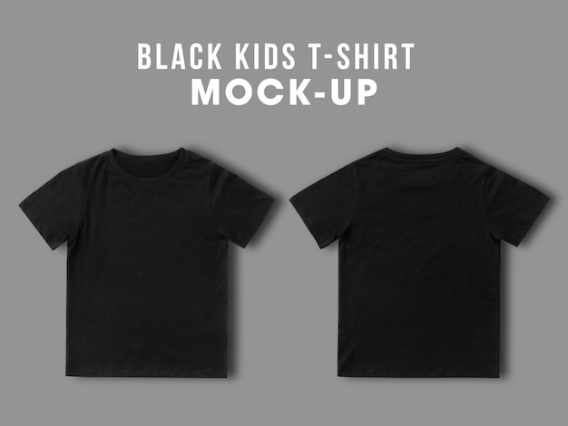 Download Blank black kids t-shirt mock up template for your design, front and back view | Premium PSD File