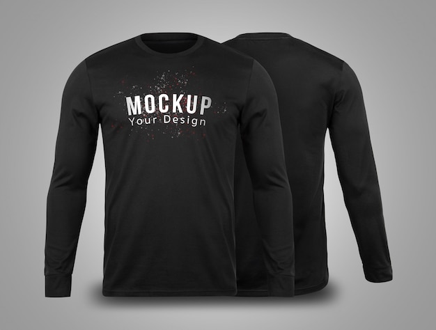 Download Premium Psd Blank Black Long Sleeve T Shirt Mock Up Template PSD Mockup Templates