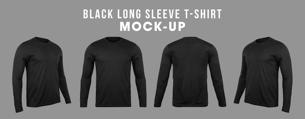 Download Blank black long sleve tshirt mockup template | Premium PSD File