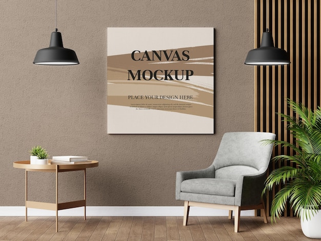 Download Premium Psd Blank Canvas Frame Mockup 3d Rendering