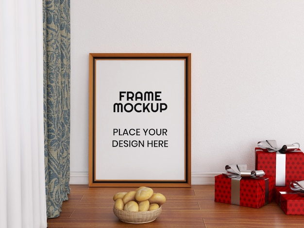 Download Premium PSD | Blank photo frame mockup on the floor