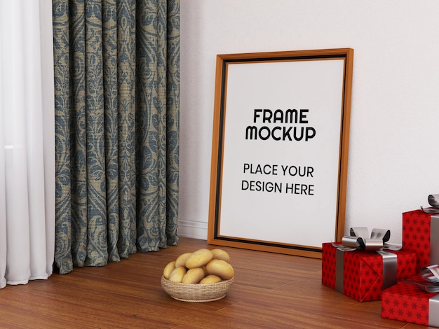 Download Premium PSD | Blank photo frame mockup on the floor