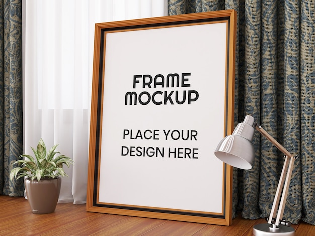 Download Premium PSD | Blank photo frame mockup on the floor